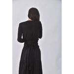 (S) donna donna韓牌質感V領黑色長袖上衣二手衣, , large