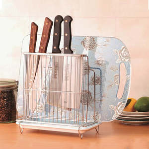 【真心良品】皇家不鏽鋼刀具砧板瀝水收納架-1入組