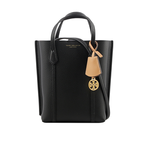 TORY BURCH Perry 荔枝皮革三層迷你托特包/黑色