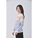 (S) moma質感條紋白色長袖上衣二手衣, , large