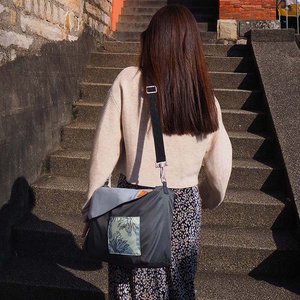 Eco-friendly Crossbody bag & tote bag Two-in-one, Reversible yoyo bag (Mist blue)
