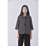 (L) tonger質感羊毛點點黑色外套二手衣, , large