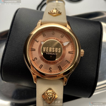 [星晴錶業]VERSUS VERSACE手錶,40mm,VV00278粉金錶面玫瑰金錶殼米白真皮皮革錶帶款, , large