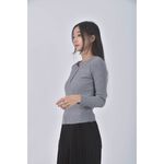 (S) nice ioi質感坑紋灰色長袖上衣二手衣, , large