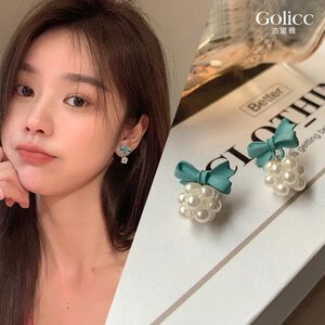 【Gulicc】古莉可 耳環 可愛珍珠蝴蝶結銀針耳環