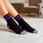 凱美棉業 | 8入組 隨機出色 經典條紋羅紋中筒襪 學院風 百搭棉襪 22-26cm, , large
