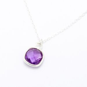 【Angel & Me】Amethyst square s925 sterling silver necklace Valentine Day gift