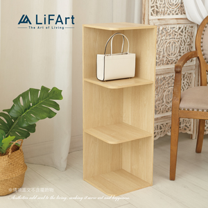 【LiFArt】MIT日系簡約三層角落收納櫃-春日橡木色