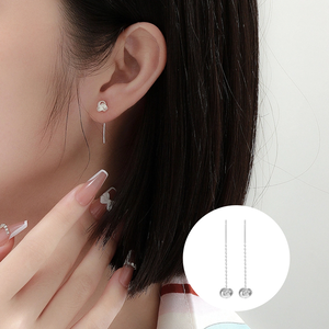 S999純銀如意結流蘇耳線款耳環附馬卡收納盒