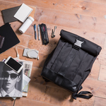 Walco City Sgtance Backpack - Black real leather stripes, , large