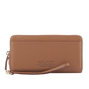 MARC JACOBS 粒面皮革附提把長夾/堅果棕