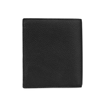 PRADA 銀字Logo 粒紋皮革短版對開8卡短夾/黑色, , large