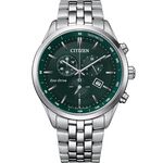 CITIZEN 星辰 光動能復古風計時手錶-銀x紳士綠 AT2149-85X, , large