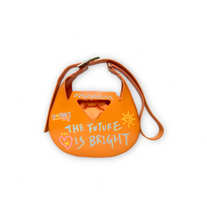 Painted hand-held semi-round bag in fragrant orange (M)