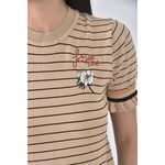 (S) obdesign質感條紋棕色短袖上衣二手衣, , large