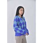 (S) pazzo棉質棋盤格開衫藍色外套二手衣, , large