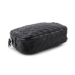 BOTTEGA VENETA Intrecciato 小牛皮編織迷你相機包/黑色, , large
