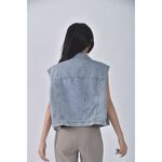 (M) 【金莎私服】caco丹寧牛仔質感棉質背心藍色外套二手衣, , large