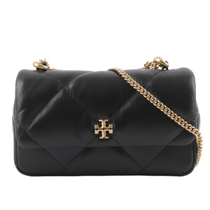 Tory Burch Kira 納帕皮革鑽石格紋縫線迷你二用包/黑色