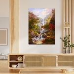 【御畫房】高山飛瀑 國家一級畫師手繪油畫60×90cm(VF-104), , large
