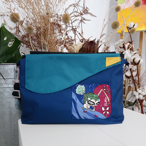 Eco-friendly Crossbody bag & tote bag Two-in-one, Reversible yoyo bag (Indigo)