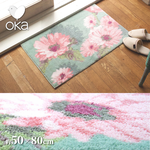 【日本Oka】日本製抗菌防臭威爾頓編織地墊50×80cm 古典玫瑰款(比利時進口織布機編織/防滑地墊設計), , large