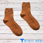 【伸展台】《RUNWAY SOCKS》熱銷 日系 流行短襪 雙針筒技術 復古緹花設計 薑黃色 1雙入, , large