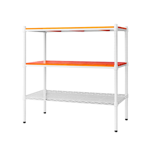 【Y HOUSE】90x45x90cm pine three-layer storage rack rack iron rack - painted white teak