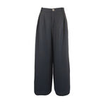 YLZ黑色側打褶經典闊寬褲, , large