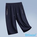 大尺碼-素面 冰絲排汗七分褲-黑/深藍/灰-0205566, , large