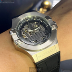 [星晴錶業]MASERATI手錶,42mm,R8821108031黑色錶面銀錶殼深黑色真皮皮革錶帶款, , large