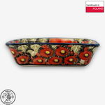 【SOLO Vintage】Cerraf Polish Pottery 18.5cm Baking Pan Dish Crimson Sunset Floral Whisper Series Made in Poland, , large