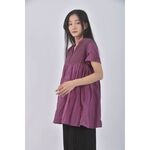 (S) 點點長版紫色短袖上衣二手衣, , large