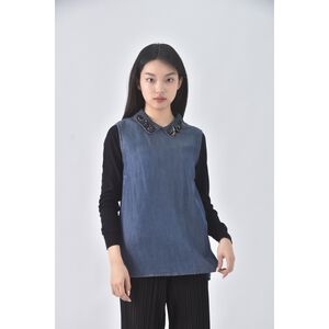 (S) fashion show質感棉質藍色長袖上衣二手衣