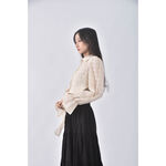 (S) design vogue質感綁帶造型杏色長袖上衣二手衣, , large