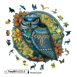[積木共和國] 【YouRPUZZLE】圓形貓頭鷹(檢驗合格 不規則木製拼圖)