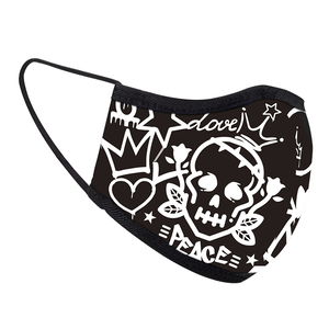 【seisei】Antibacterial Face Masks_Doodle / Black