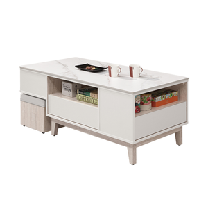 【唯熙傢俱】紀薇橡木雙色4尺岩板大茶几