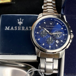 [星晴錶業]MASERATI手錶,42mm,R8873621002寶藍色錶面銀錶殼銀色精鋼錶帶款, , large