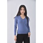 (S) 23区 Vingt trois arrondissements質感羊毛V領藍色長袖上衣二手衣, , large
