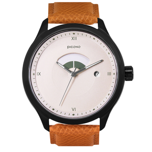 【PICONO】SPIRAL Collection Minimalist dial brown leather strap watch-Green / SP-12001