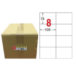 【龍德】LONGDER 三用電腦標籤 A4 8格 74*105mm 可再貼 1000張/箱 LD-805-WR-B(適用雷射、噴墨、影印)