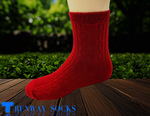 【RUNWAY】《RUNWAY SOCKS》Japanese Style Trendy Short Socks – Double Cylinder 1/2 Crew Socks with Heart Jacquard Design – Casual & Sporty – Burgundy – Women’s – 1 Pair, , large