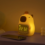 水豚 夜燈鬧鐘 小夜燈 貪睡模式 5分鐘 5種鬧鈴 鬧鐘 水豚 自動關燈 2組鬧鐘 賴床 貪睡 夜燈, , large