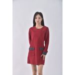 (S) 棉質圓領紅色洋裝二手衣, , large