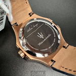 [星晴錶業]MASERATI手錶,42mm,R8851108027寶藍色錶面玫瑰金錶殼寶藍真皮皮革錶帶款, , large