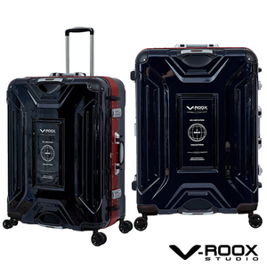  【PANTHEON PLAZA】展示品限量出清 V-ROOX ARCH 25吋 便利上下手把硬殼鋁框行李箱 ARCH-59226 藍黑/金框
