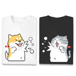 JZ TEE 貓咪&柴犬-來打架呀 印花短袖T恤, , large