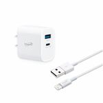 E-BOOKS B79 20W PD+QC3.0 Fast Charger comes with a Lightning Charging Cable 1.2M - Dual-Hole Output, , large