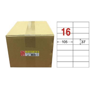 【龍德】LONGDER 三用電腦標籤 A4 16格 37*105mm 白色1000張/箱 LD-801-W-B(適用雷射、噴墨、影印)